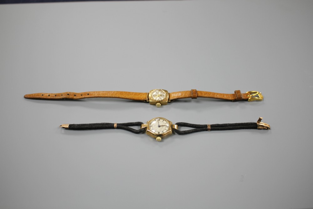 2 9ct gold wrist watches.